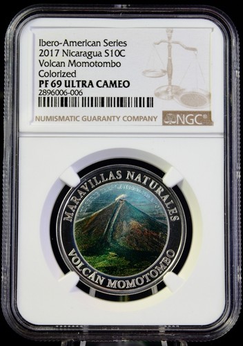 2017 Nicaragua S10C Ibero-American Series Volcan Momotombo NGC PF 69 UC - Picture 7 of 16