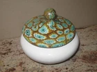 Antique FRATELLI TOSO Murano Satin Glass Millefiori Round Lid on Ceramic Dish
