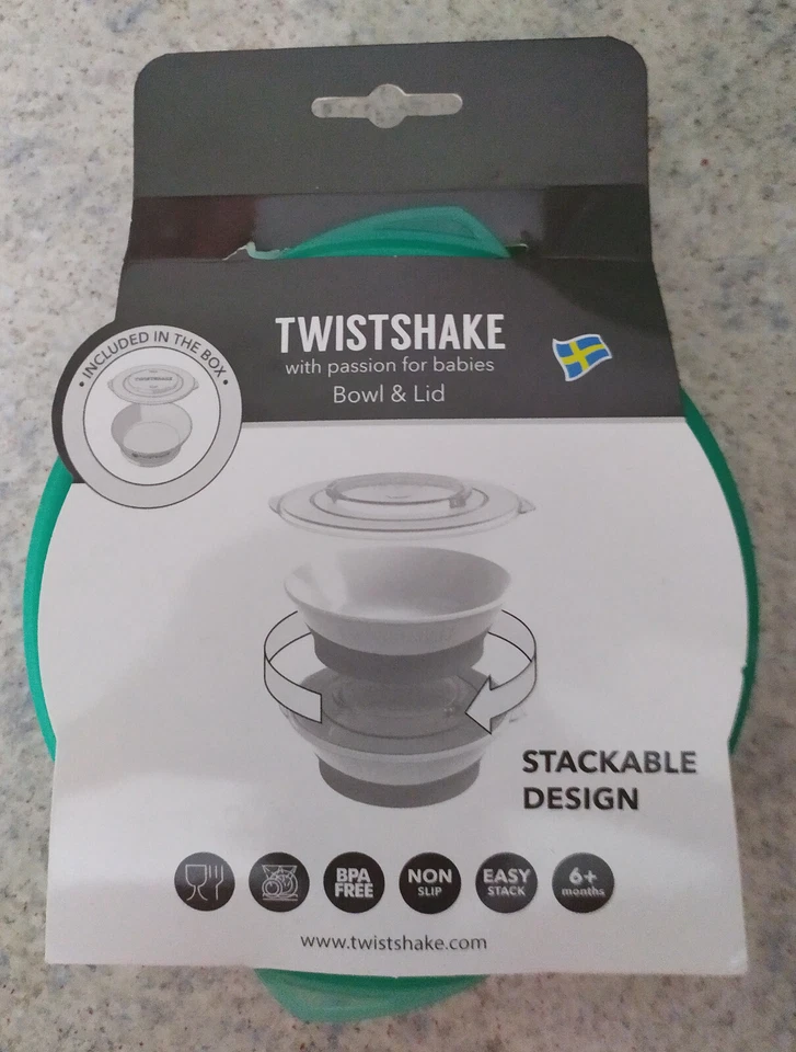 TWISTSHAKE, tiefer Kinderteller (Schüssel) m. Deckel, Bowl & Lid, grün, ovp