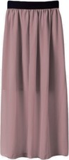 Women's Summer Pleated Chiffon Elastic Waist Double Layer Long  Skirt
