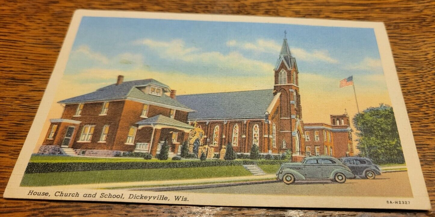 Vintage 1940s Dickeyville Wisconsin WI Linen Postcard House Church