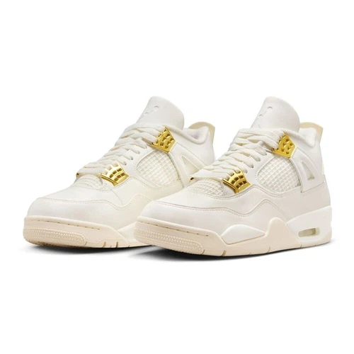 New Nike WMNS Air Jordan 4 Retro "White & Gold" AQ9129-170