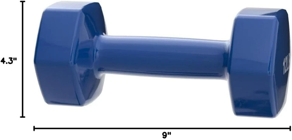 12lb Pair Dumbbells Vinyl Coated Hex Dumbbell Hand Weights Home Gym Yoga, Blue Foto 4 de 4