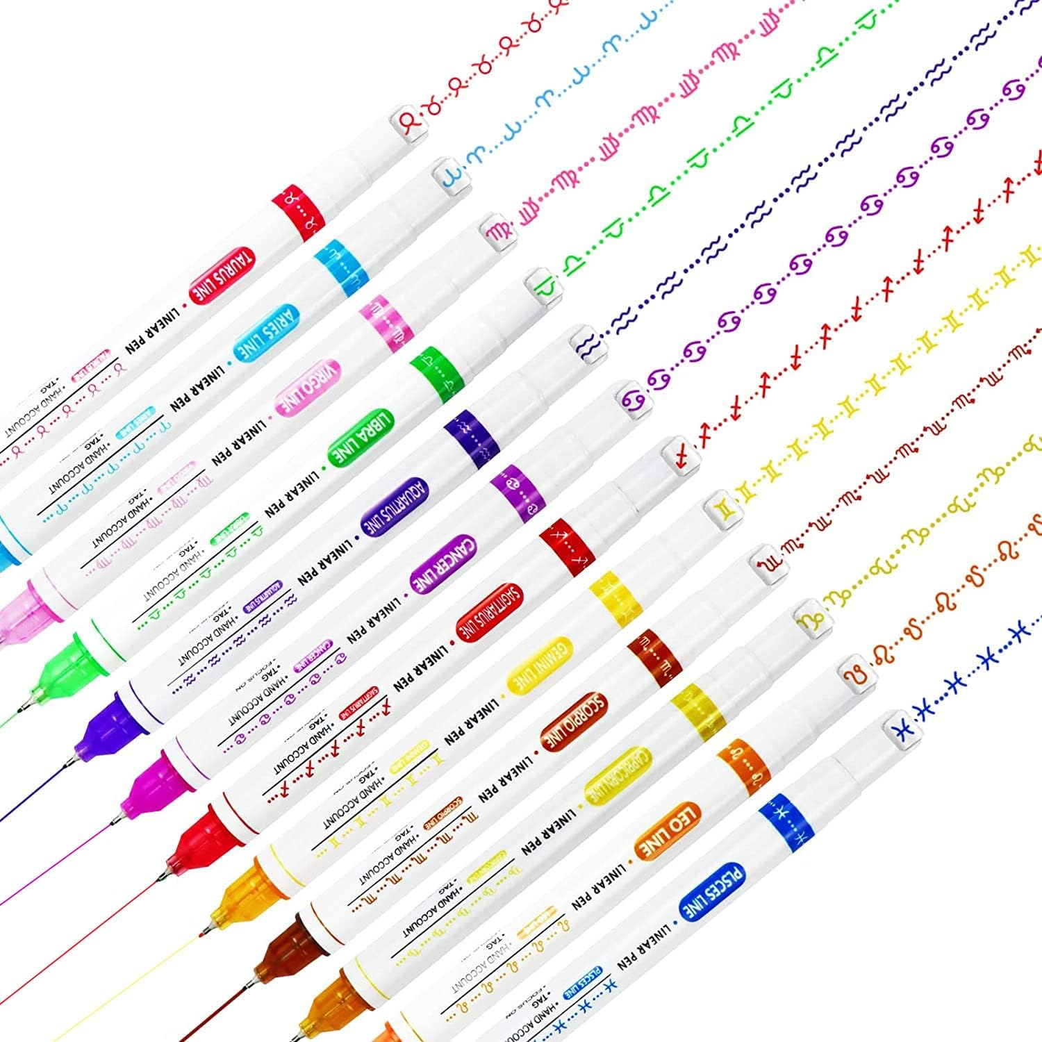 Colored Curve Pens for Note Taking, Dual Tip Markers with 12 Different Curve Sha