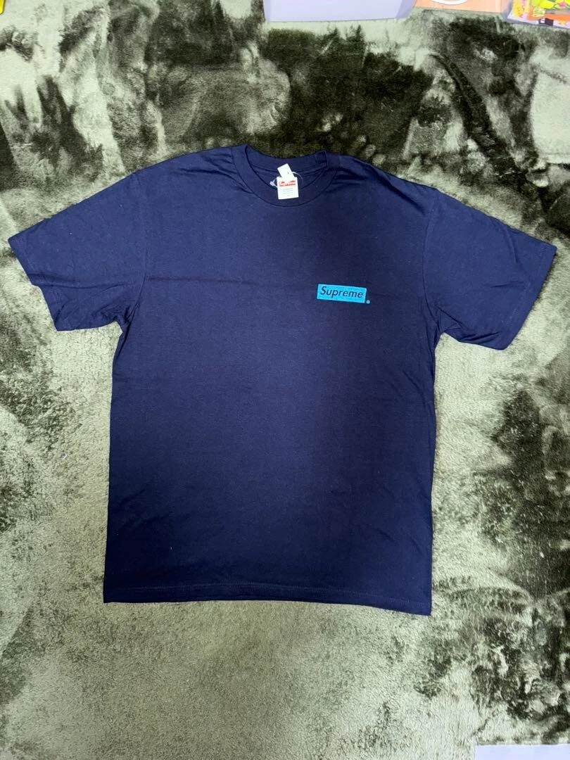 SUPREME 21SS Tee shirt spirale logo imprimé manches courtes bleu marine taille M