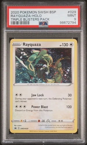 2020 Pokemon Black Star Promo Rayquaza Holo SWSH029 PSA 9