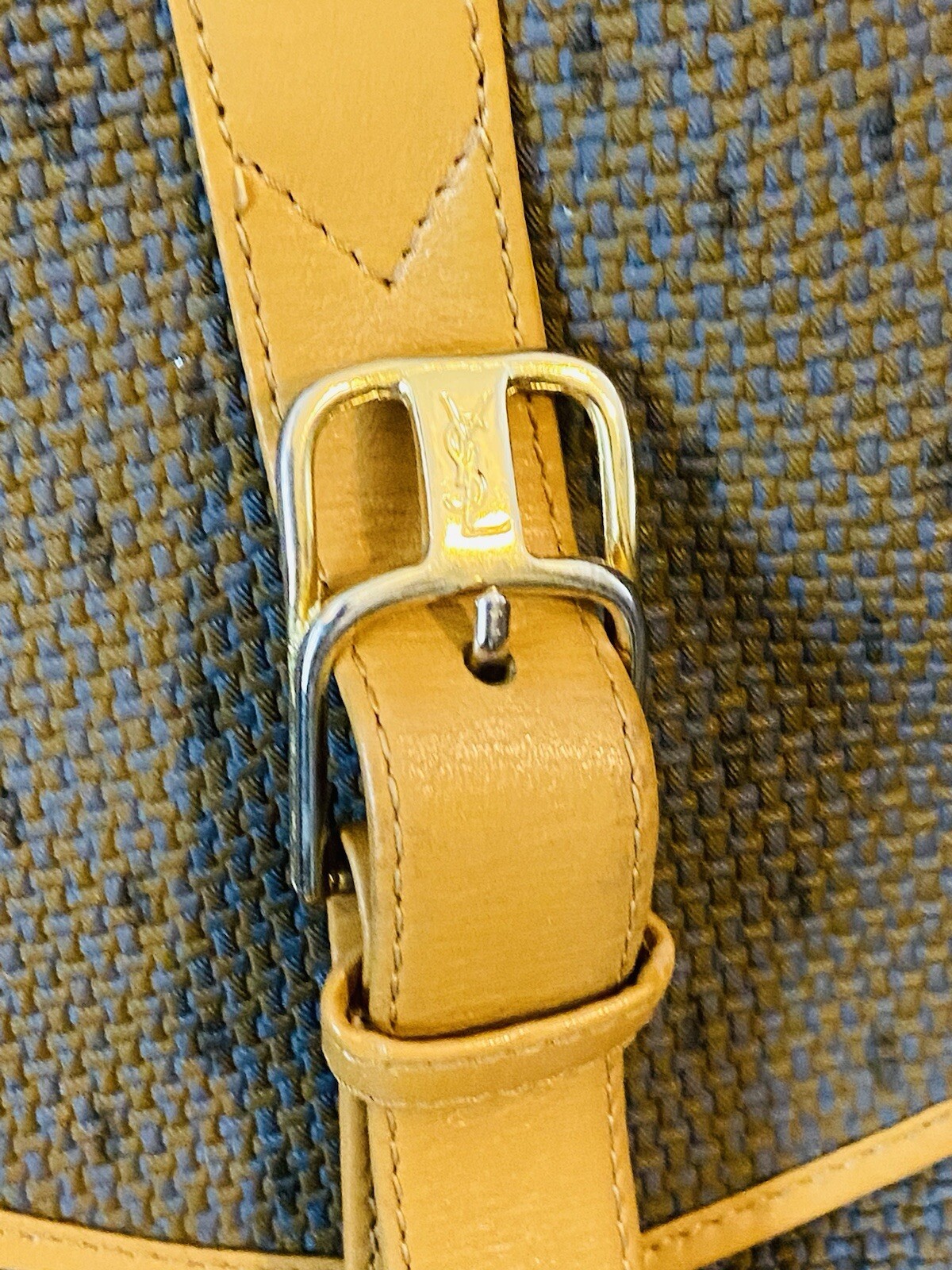 Borsa a tracolla vintage autentica Yves Saint Laurent YSL borsa pelle cammello