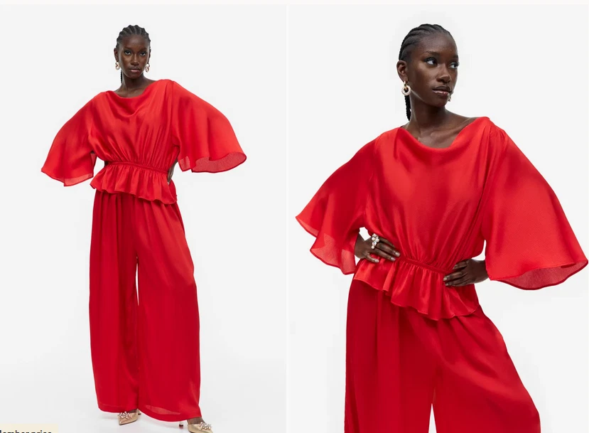 H M Cr pe weave jumpsuit Bright red eBay