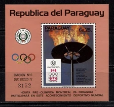 SPORT: OLYMPIC GAMES MONTREAL AND INNSBRUCK ON PARAGUAY 1974 Scott C374, MNH