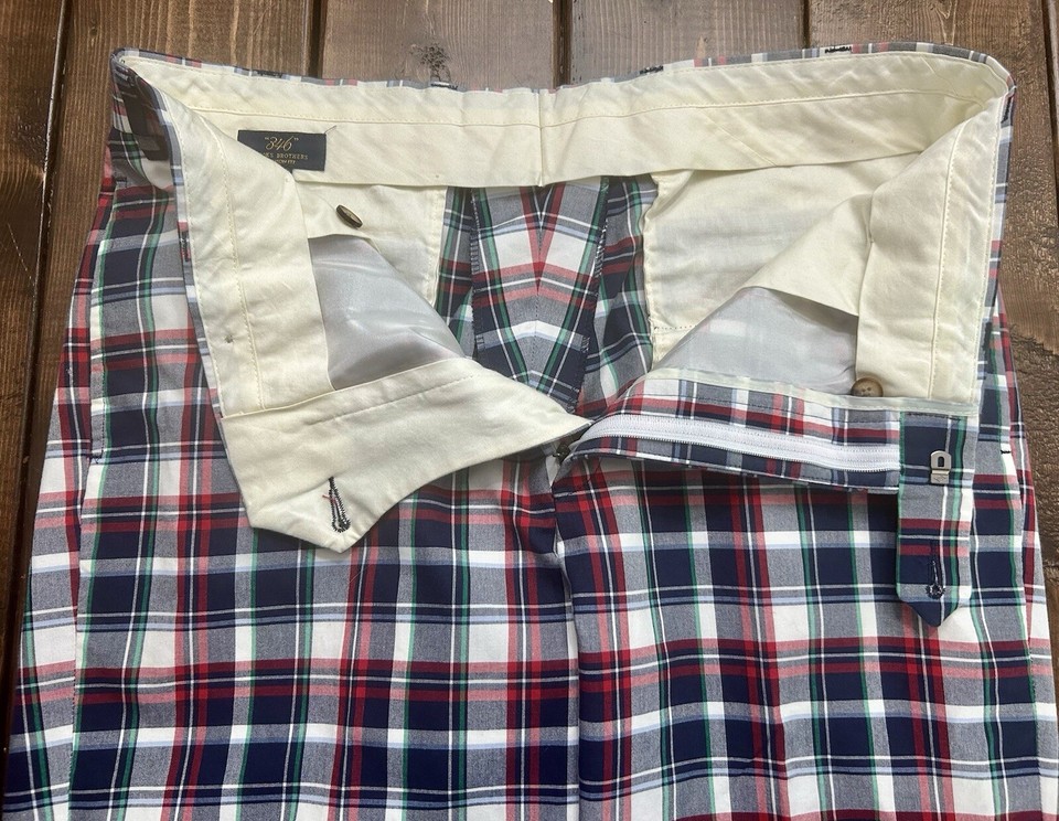 Men’s Brooks Brothers Pants 346 Plaid Madison Fit Golf Trousers 36 X 32