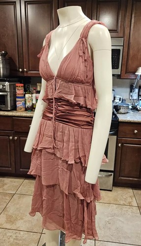 đŸ’¥STUNNING MANDALAY Evening COCKTAIL DRESS Embellished Silk TEA ROSE 6 - Picture 2 of 13