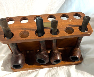 Lot of Estate pipes & 1 Pipe Stand Rack Made in London pipes sterling ...