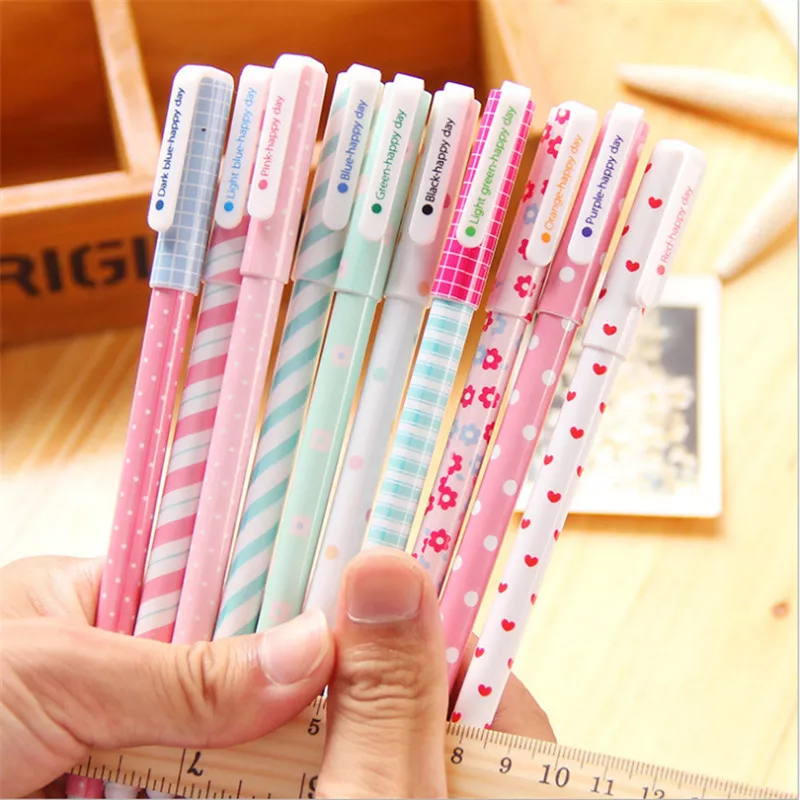 10pcs/lot Cute Office School Accessories 0.38mm Pen Nice Gel Pens