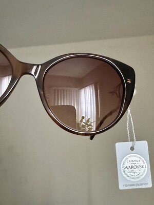 NEW Swarovski Crystal Brown Semi Cat Eye Sunglasses | eBay display picture 2