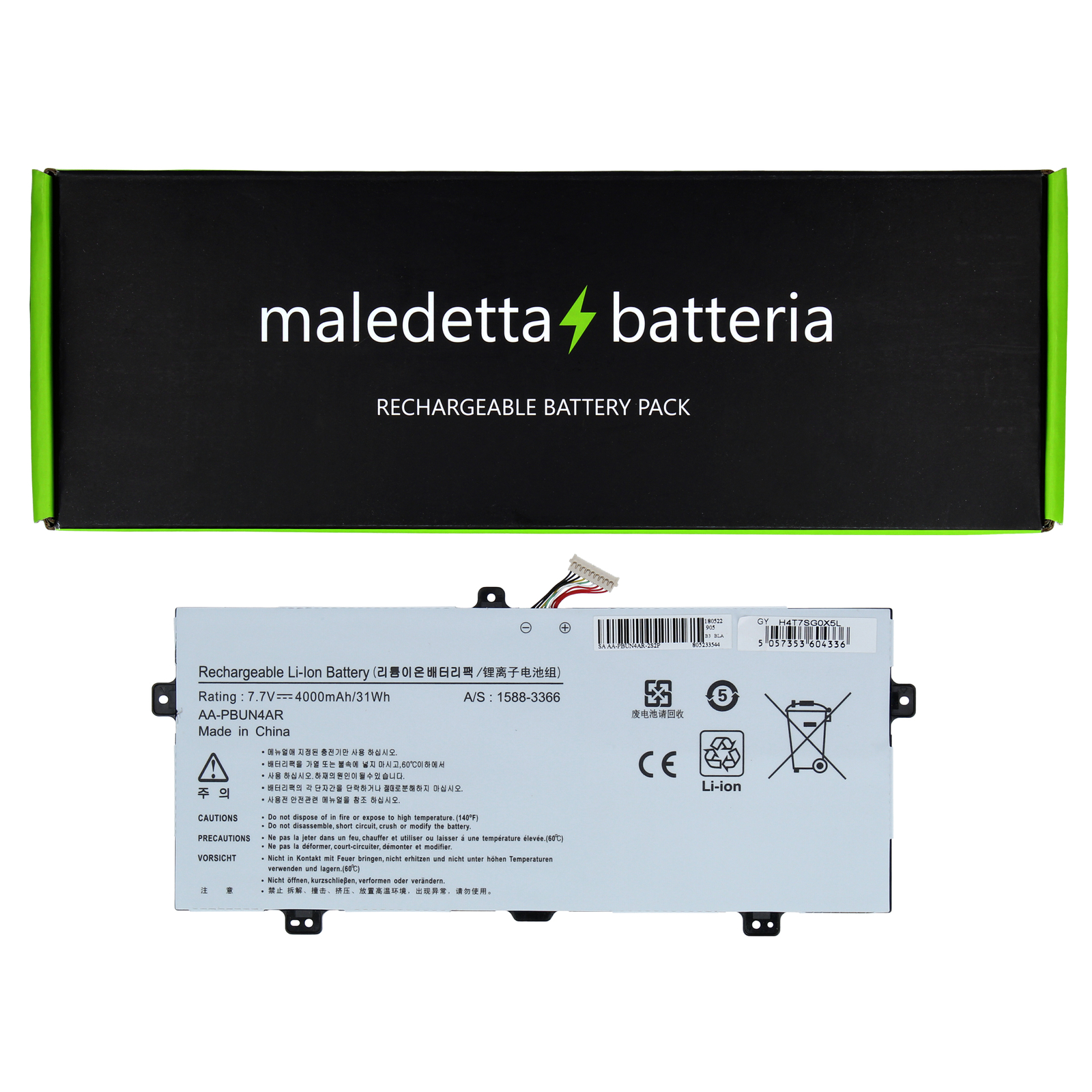 Batteria Samsung ATIV Book 9 Spin 7.7V 4000mAh AA-PBUN4AR Nera