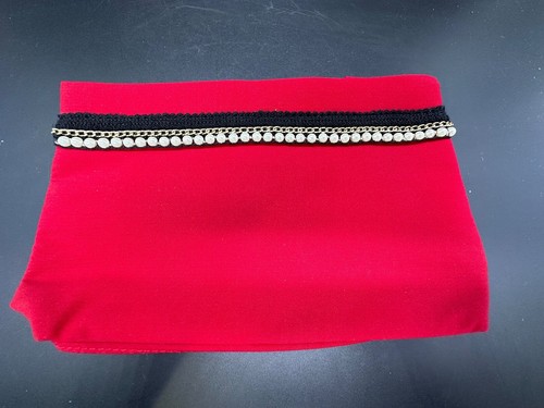 Lancome Cosmetic Bag Makeup Case Canvas Ruby Red Pearl Chain Decor Travel New - Picture 6 of 6