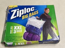 NUEVO Ziploc Big Bags Descontinuado Resistente XXL 3 Bolsas 20 Galones 2' x 2.7' NUEVO EN CAJA