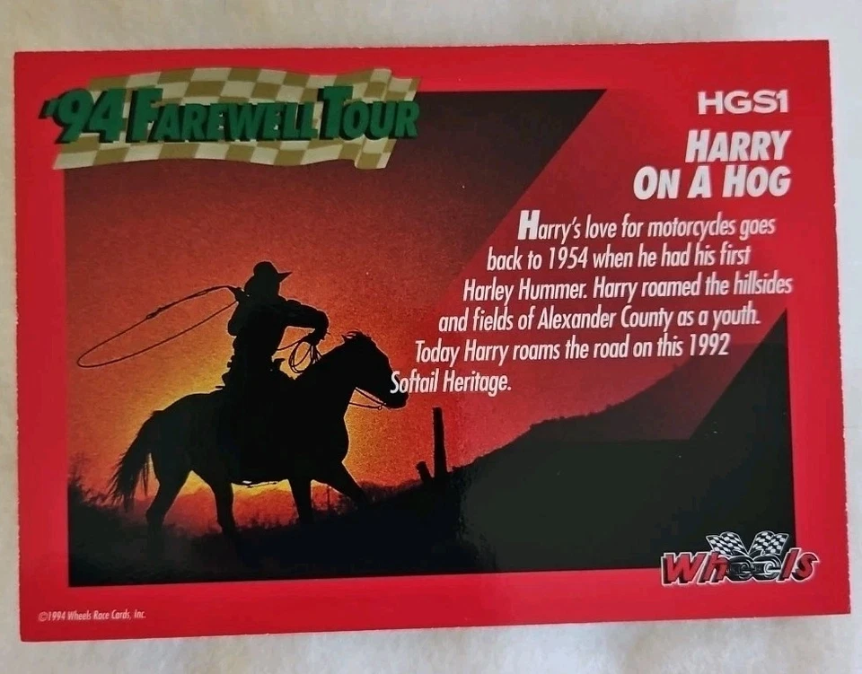 1994 Wheels Farewell Tour Harry Gant Harry On A Hog Numbered 1648 of 3300 Card - Image 2 of 3