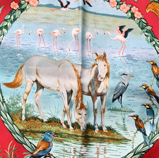 HERMES PARIS 90 LES QUATRE SAISONS TUCH SEIDE CARRE FOULARD SCARF ROBERT DALLET