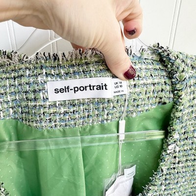 Self-Portrait Dress Tweed Mini Green Boucle Short Sleeve Button Front NWT 10 | eBay Self-Portrait Dress Tweed Mini Green Boucle Short Sleeve Button Front NWT 10 | eBay