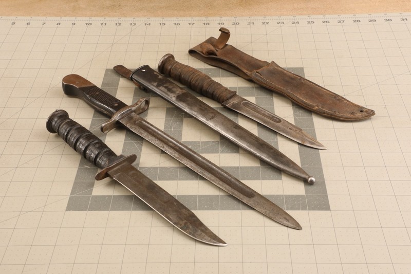 US Army, USMC, etc. WWII Trench / Modified Bayonet / Fighting Knife Grouping Lot