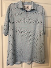 Straight Down Performance Surfboard Woody Tropical Mens Golf Polo Large