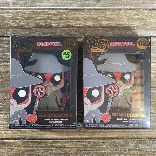 TWO New In Box - Funko Wizard Deadpool Pop Enamel Pin # O2