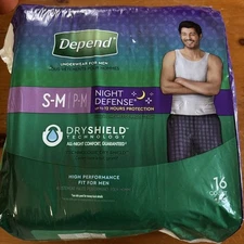 Depend Night Defense Adult Incontinence Underwear for Men, Overnight, S/M, 16Ct