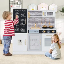 Pretend Play Kitchen Utensils Kids Aged 3 White Wooden Toy Cooking Food Playset