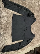 punk rave Brand, Ribbed Pattern, Silky Feel, Laced Sleeve Top. Cropped Style