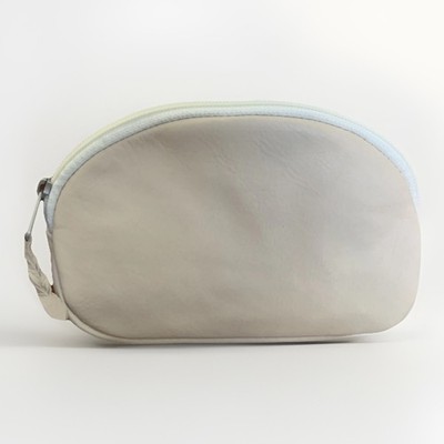Leather Luxury Cosmetic Bag smooth quality crafted zip top Made in CT, US stone