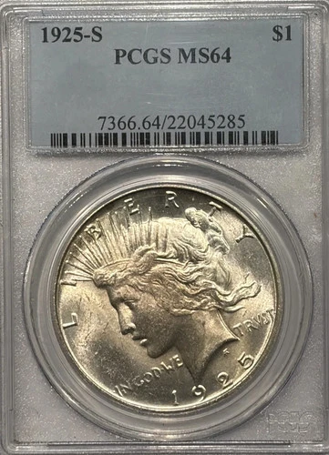 1925-S PEACE DOLLAR PCGS MS64