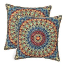 Boho Floral Soft Velvet Throw Pillow Covers Set 18" x 18" Pack of 2 Mandala