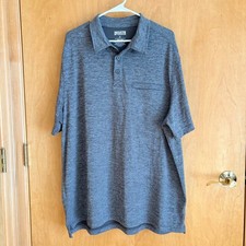 Duluth Trading Mens XL Heathered Gray Performance Polo Shirt Short Sleeve Pocket