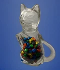VINTAGE WMF Germany Lidded Clear Glass Cat Kitty Milk Pitcher Dispenser