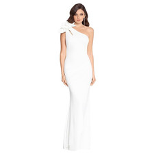 XSCAPE Dress Women's 10 White Scuba Ruched Cutout One-Shoulder Bodycon KFC307