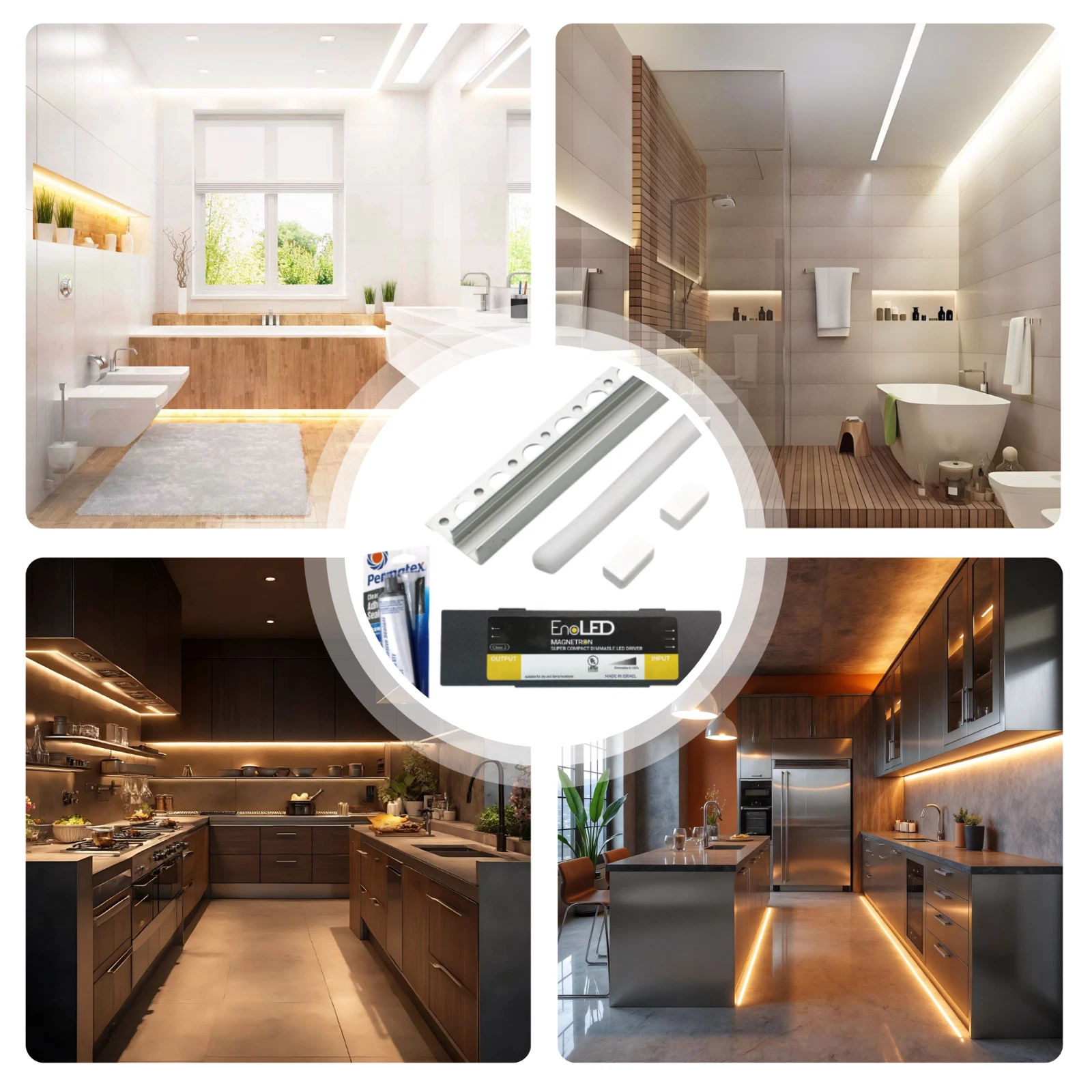 Warm White 3000K LED Tile Edge Light Strip Kit 24V Nicho Series Indoor Use
