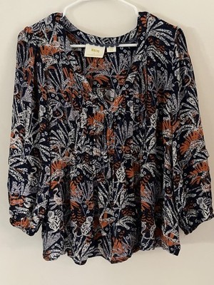 Anthropology s Maeve Floral  Boho Style Blouse Women s Size Large