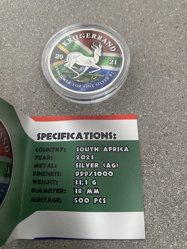 1 oz Silber Krügerrand 2021 Südafrika Color Flag Edition in Box - Bild 7 von 8