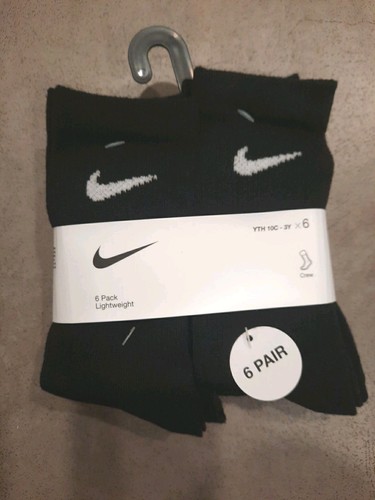 Nike Socks Black 6 Pack Youth 10c-3y New With Tags - Picture 2 of 4