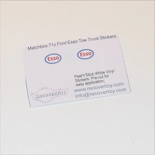 Matchbox Lesney 71c 71d Ford Heavy Wreck Truck Esso Sticker Set