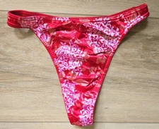 Vintage Victoria's Secret Floral Silky Second Skin Satin Thong Panties M *READ*