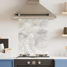 Premium Various Sizes White Marble 6mm Glass Toughened Kitchen Splashback
