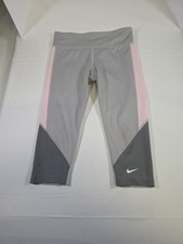 NIKE Capri Leggings Girls S Dri-FIT One Kids Grey High Waist Athletic