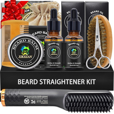 XIKEZAN Beard Kit for Men Grooming & Straightening Set,W/Beard Straightener, 2 P