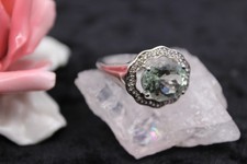 Vintage Silberring 925 Damen Prasiolith Gr. Amethyst Strasssteine 60 (19,1 mm Ø)