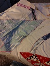 PATCHWORK BASKET - LARGE QUILT BLOCKS - HAND STITCHED - 5