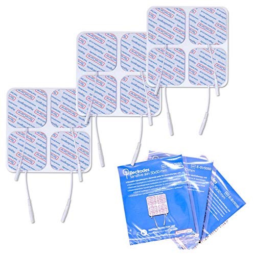 12 Électrodes 50x50 mm pour Électrostimulateur Confort en 3 Packs de 4