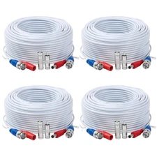 4 Pack 150 Feet BNC Video Power Cable,BNC Extension Wire 150FT, White 