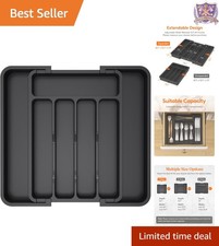 Silverware Drawer Organizer Expandable Plastic Cutlery Tray for Kitchen Use